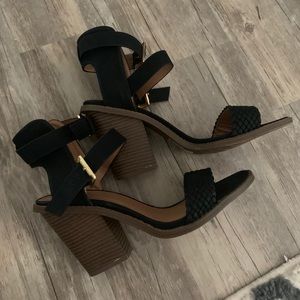 Qupid Black Block Heel Sandal
